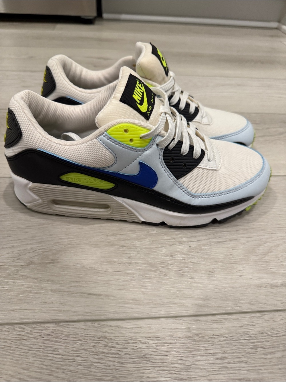 Nike Air Max Sneakers - White, Neon Yellow & Light Blue - Picture 3 of 6